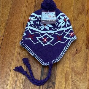 Purple Knit Women’s Hat with Pom Pom